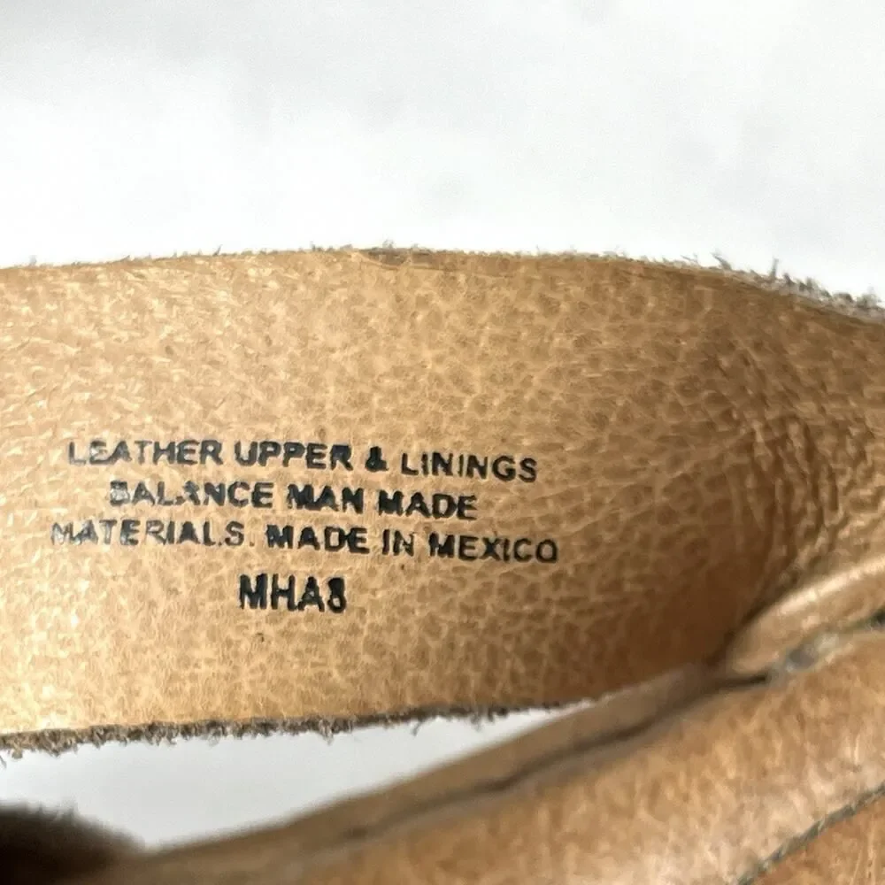 Born Tan Suede Wedge Cork Sandals Womens Sz 11 M Slip On Open Toe Comfort Casual